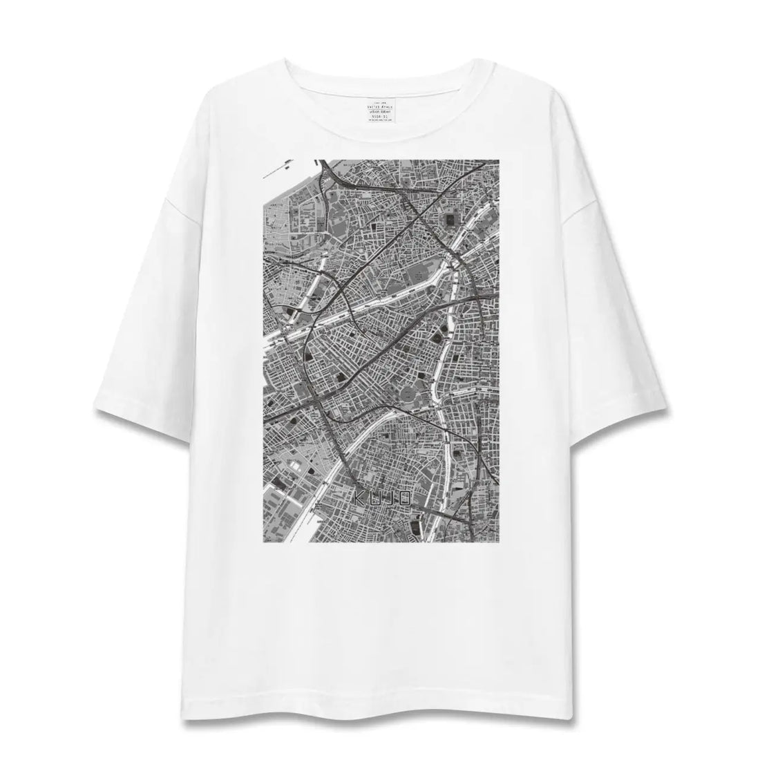 【九条(大阪府)(大阪府)】地図柄ビッグシルエットTシャツ