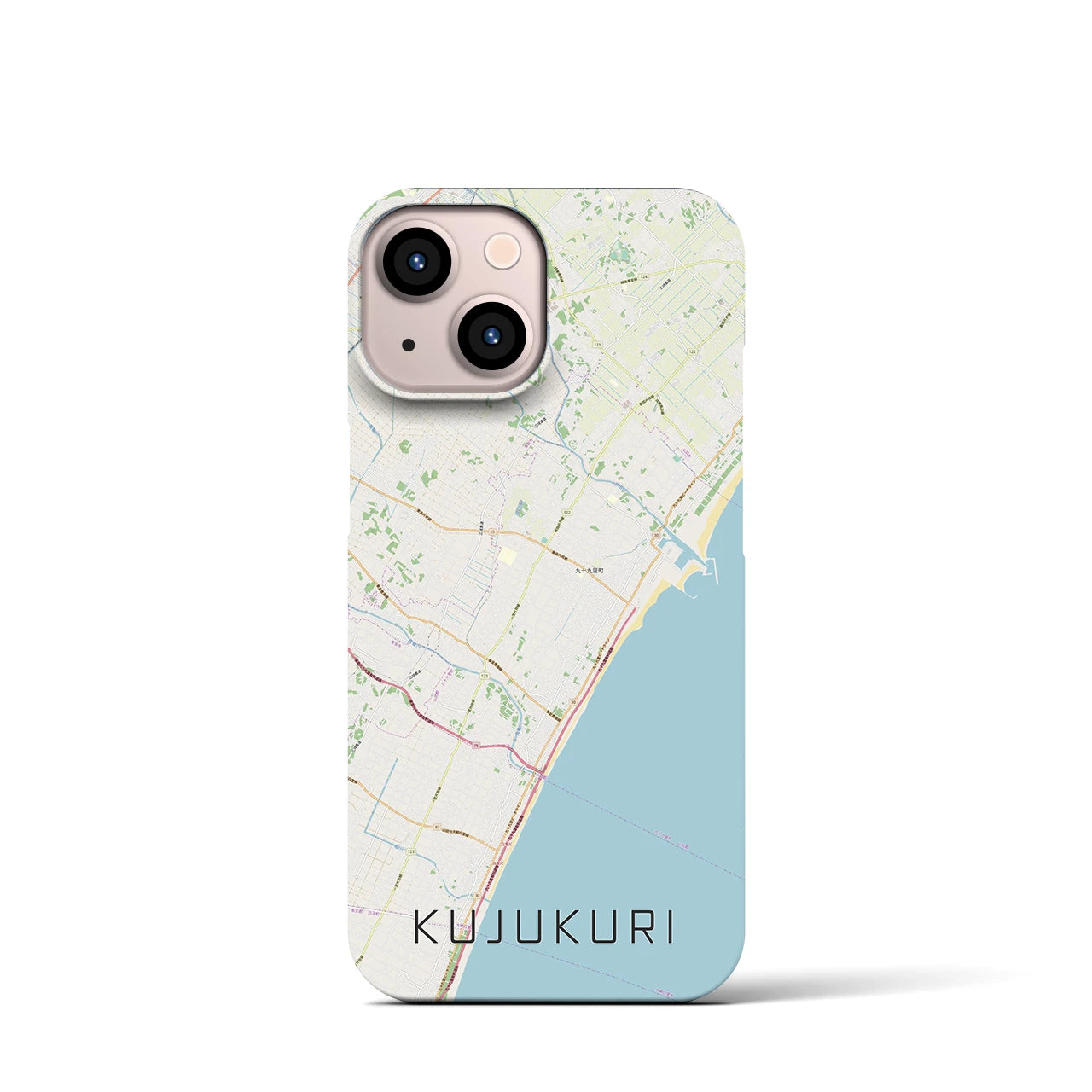 【九十九里】地図柄iPhoneケース（バックカバータイプ・ナチュラル）iPhone 13 mini 用