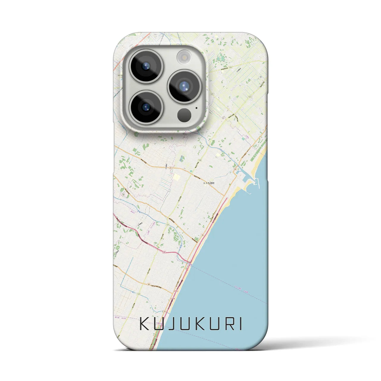 【九十九里】地図柄iPhoneケース（バックカバータイプ・ナチュラル）iPhone 15 Pro 用