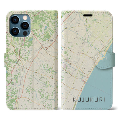 【九十九里（千葉県）】地図柄iPhoneケース（手帳タイプ）ナチュラル・iPhone 12 / 12 Pro 用