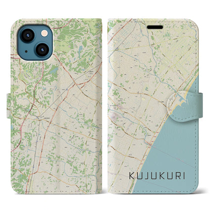 【九十九里（千葉県）】地図柄iPhoneケース（手帳タイプ）ナチュラル・iPhone 13 用