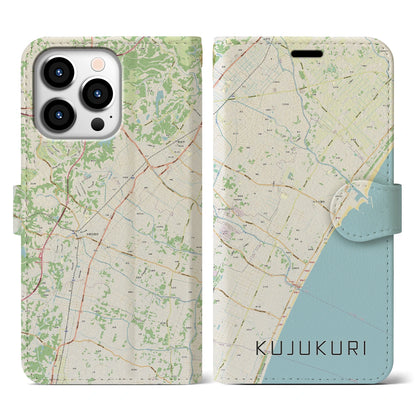 【九十九里（千葉県）】地図柄iPhoneケース（手帳タイプ）ナチュラル・iPhone 13 Pro 用