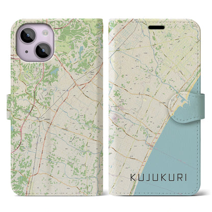 【九十九里（千葉県）】地図柄iPhoneケース（手帳タイプ）ナチュラル・iPhone 14 用