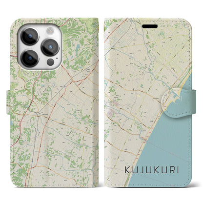 【九十九里（千葉県）】地図柄iPhoneケース（手帳タイプ）ナチュラル・iPhone 14 Pro 用