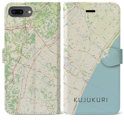 【九十九里（千葉県）】地図柄iPhoneケース（手帳タイプ）ナチュラル・iPhone 8Plus /7Plus / 6sPlus / 6Plus 用