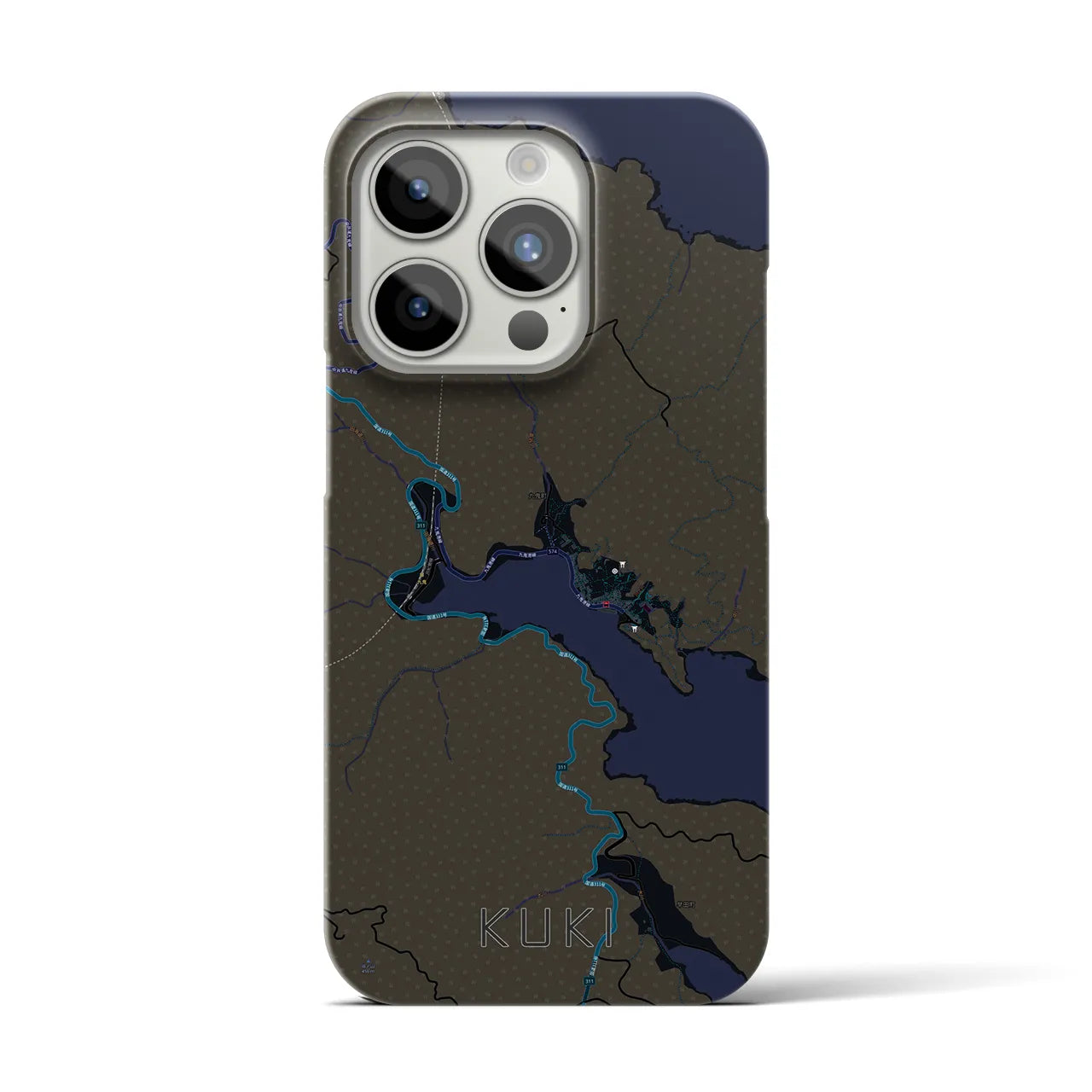 【九鬼】地図柄iPhoneケース（バックカバータイプ・ブラック）iPhone 15 Pro 用