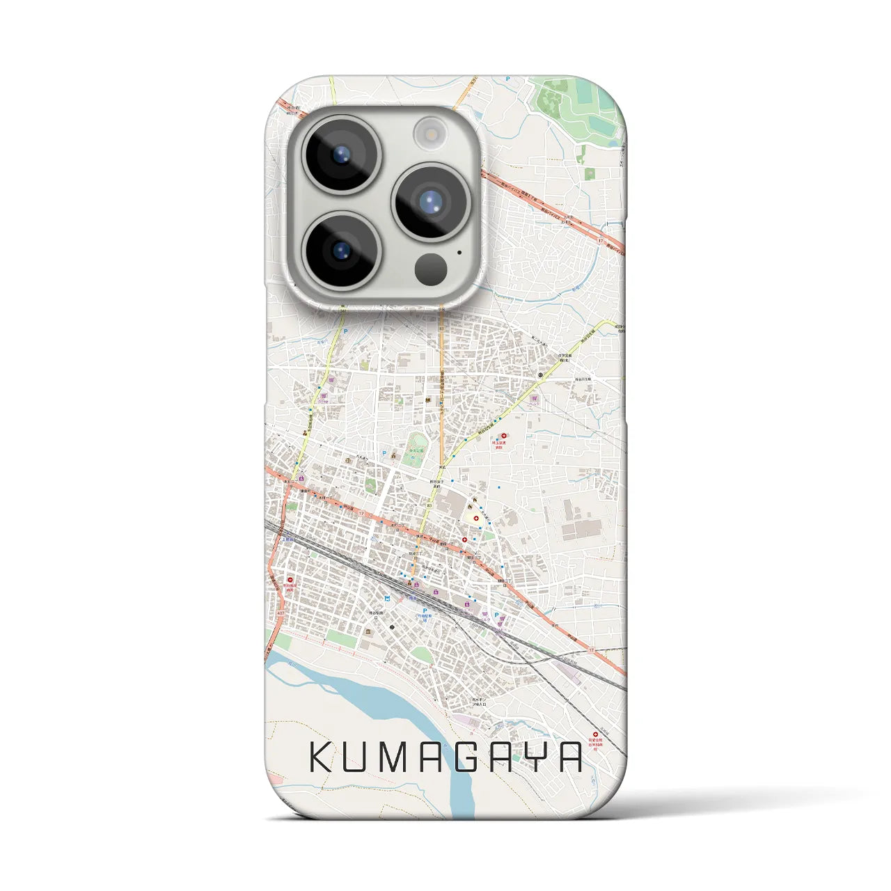 【熊谷】地図柄iPhoneケース（バックカバータイプ・ナチュラル）iPhone 15 Pro 用