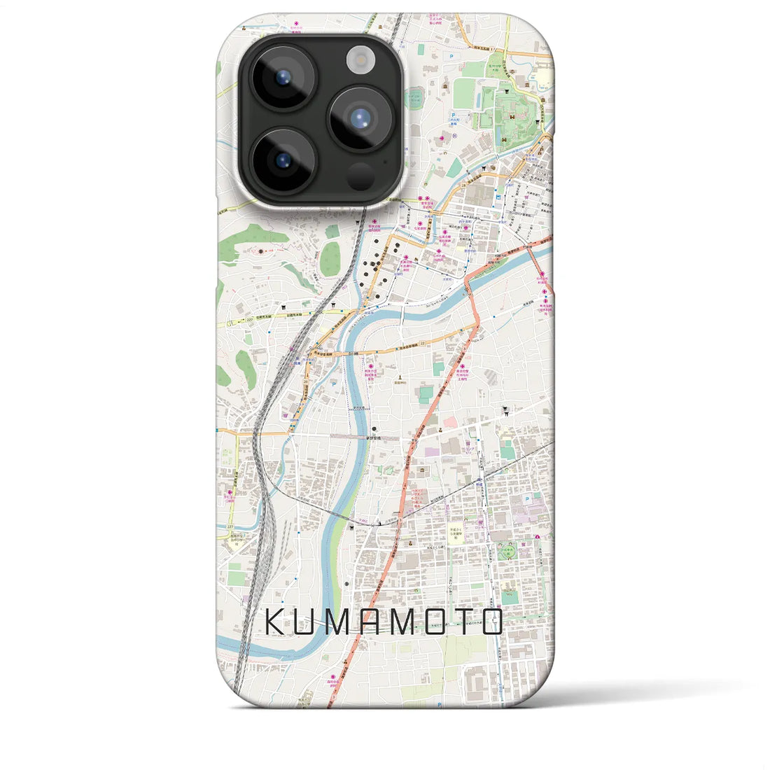 【熊本】地図柄iPhoneケース（バックカバータイプ・ナチュラル）iPhone 15 Pro Max 用