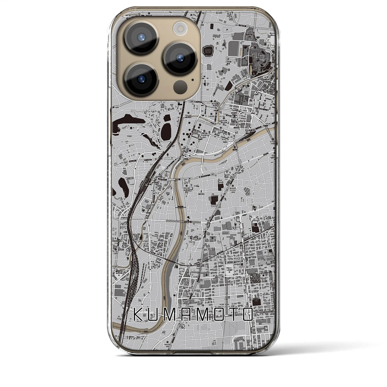 【熊本】地図柄iPhoneケース（クリアタイプ・モノトーン）iPhone 14 Pro Max 用