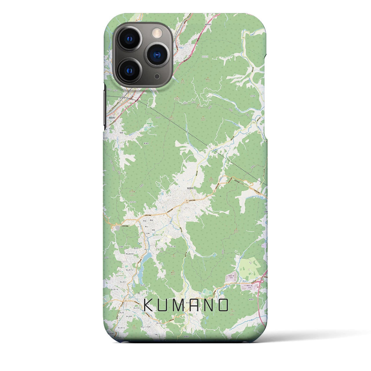 【熊野（広島県）】地図柄iPhoneケース（バックカバータイプ・ナチュラル）iPhone 11 Pro Max 用