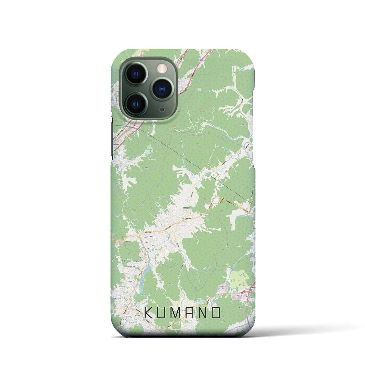 【熊野（広島県）】地図柄iPhoneケース（バックカバータイプ・ナチュラル）iPhone 11 Pro 用