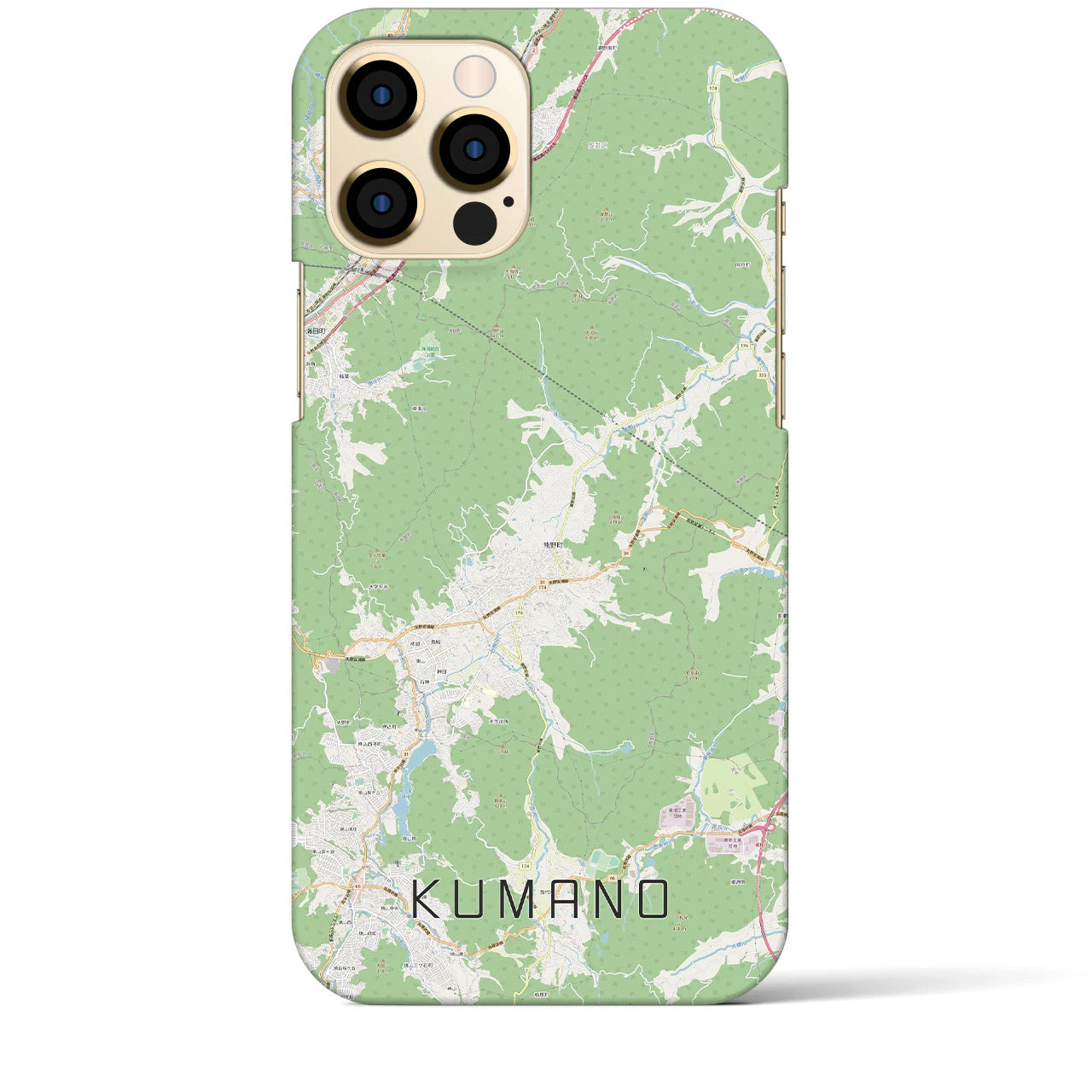 【熊野（広島県）】地図柄iPhoneケース（バックカバータイプ・ナチュラル）iPhone 12 Pro Max 用