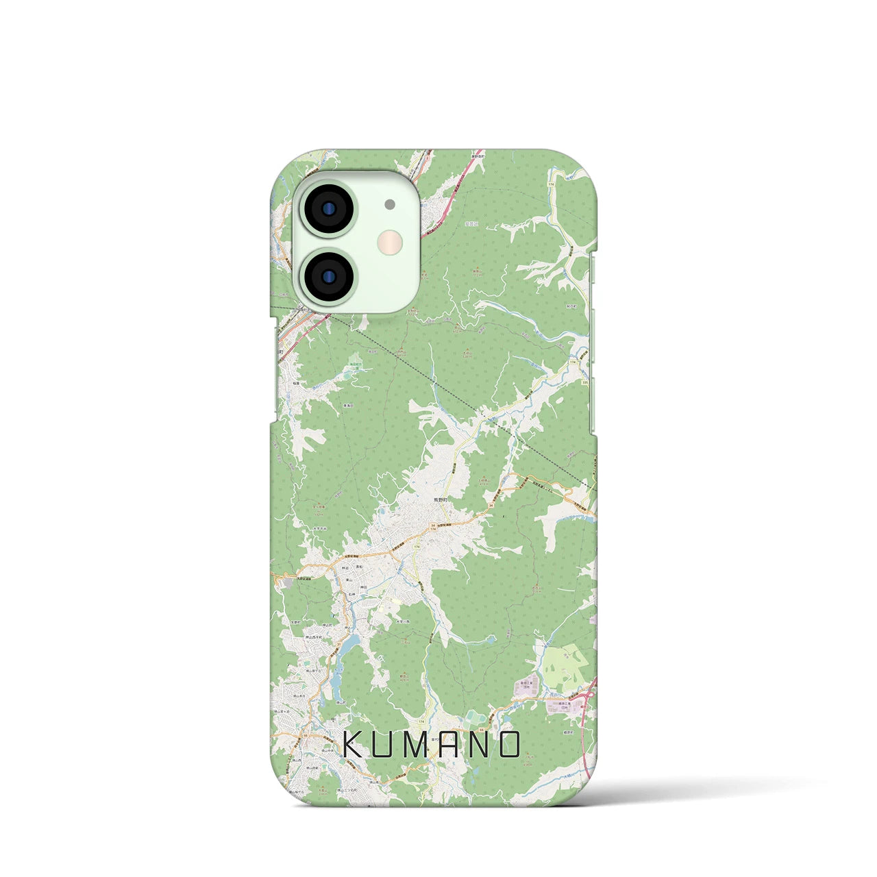 【熊野（広島県）】地図柄iPhoneケース（バックカバータイプ・ナチュラル）iPhone 12 mini 用