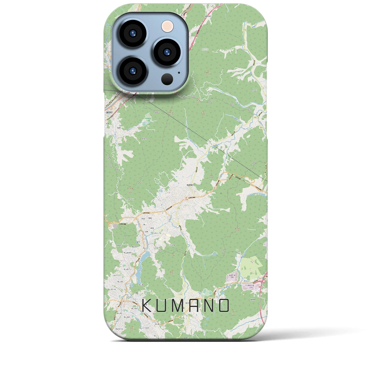 【熊野（広島県）】地図柄iPhoneケース（バックカバータイプ・ナチュラル）iPhone 13 Pro Max 用