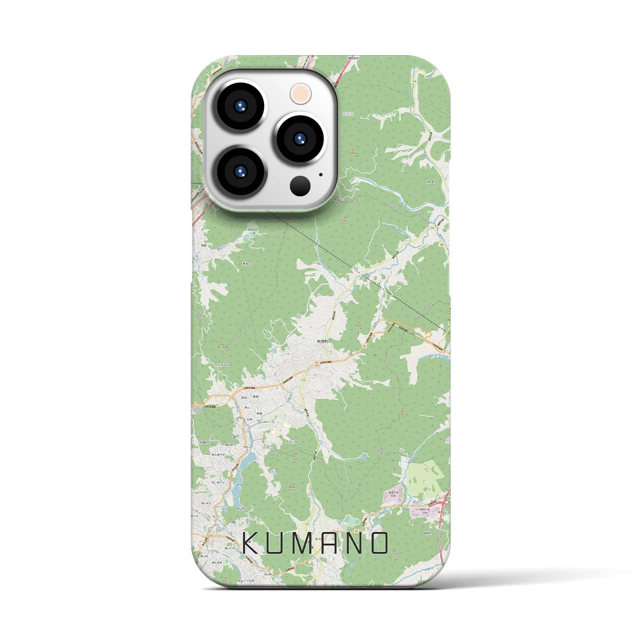 【熊野（広島県）】地図柄iPhoneケース（バックカバータイプ・ナチュラル）iPhone 13 Pro 用