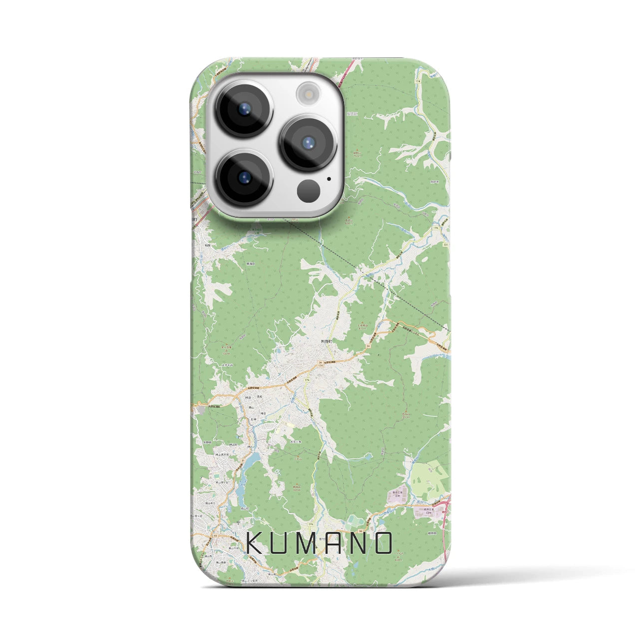 【熊野（広島県）】地図柄iPhoneケース（バックカバータイプ・ナチュラル）iPhone 14 Pro 用