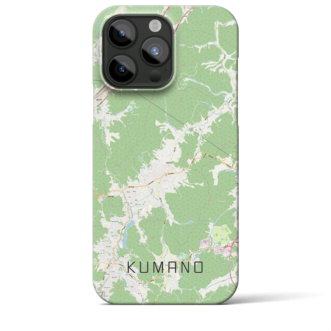 【熊野（広島県）】地図柄iPhoneケース（バックカバータイプ・ナチュラル）iPhone 15 Pro Max 用