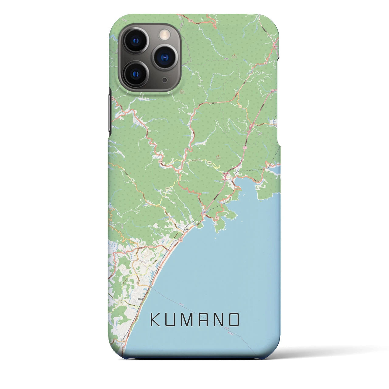 【熊野】地図柄iPhoneケース（バックカバータイプ・ナチュラル）iPhone 11 Pro Max 用