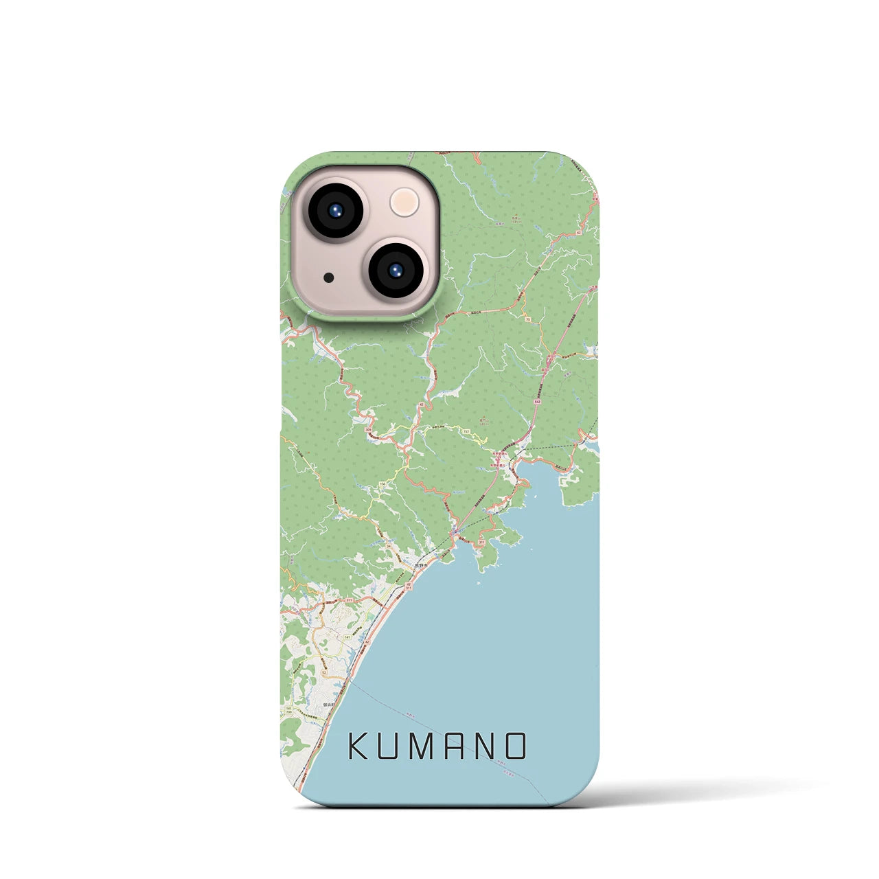 【熊野】地図柄iPhoneケース（バックカバータイプ・ナチュラル）iPhone 13 mini 用