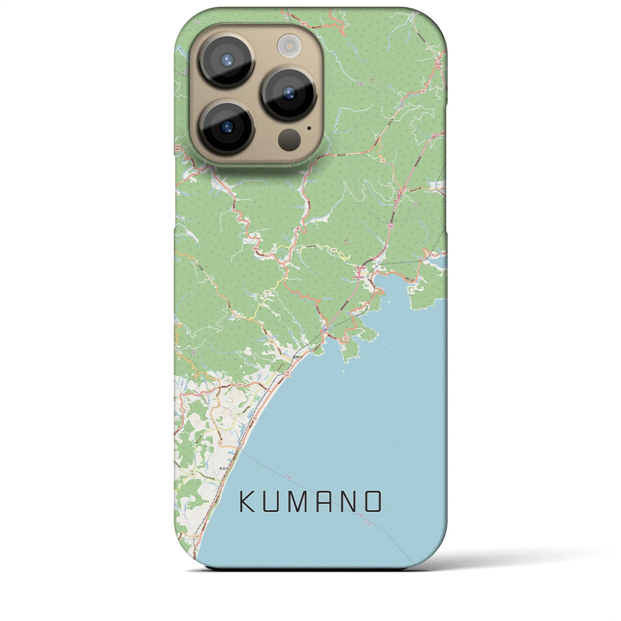 【熊野】地図柄iPhoneケース（バックカバータイプ・ナチュラル）iPhone 14 Pro Max 用