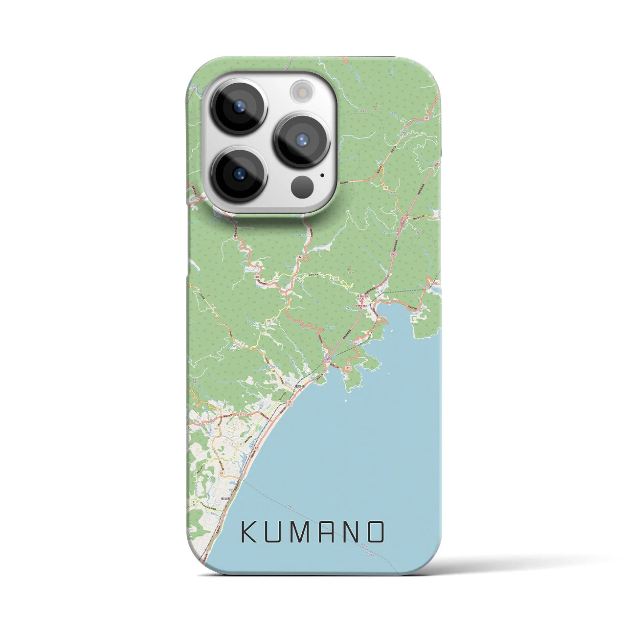 【熊野】地図柄iPhoneケース（バックカバータイプ・ナチュラル）iPhone 14 Pro 用