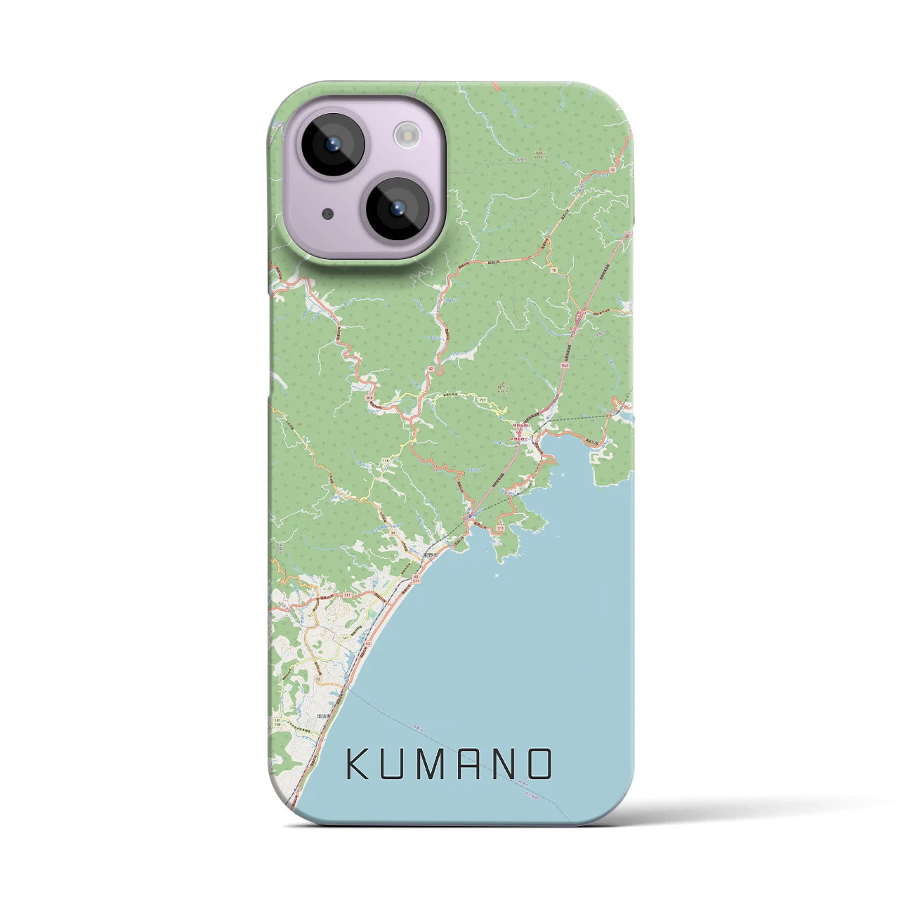 【熊野】地図柄iPhoneケース（バックカバータイプ・ナチュラル）iPhone 14 用