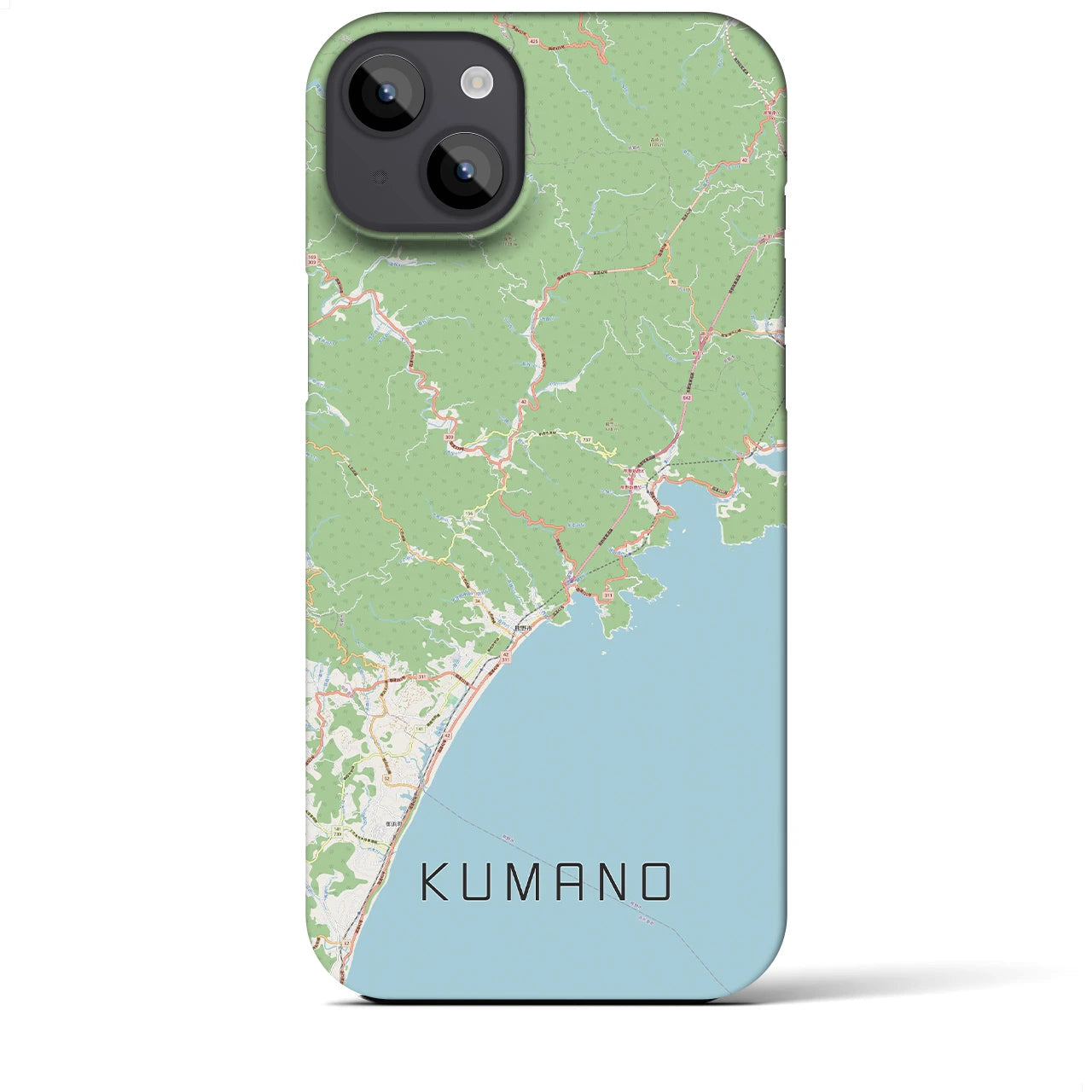 【熊野】地図柄iPhoneケース（バックカバータイプ・ナチュラル）iPhone 14 Plus 用