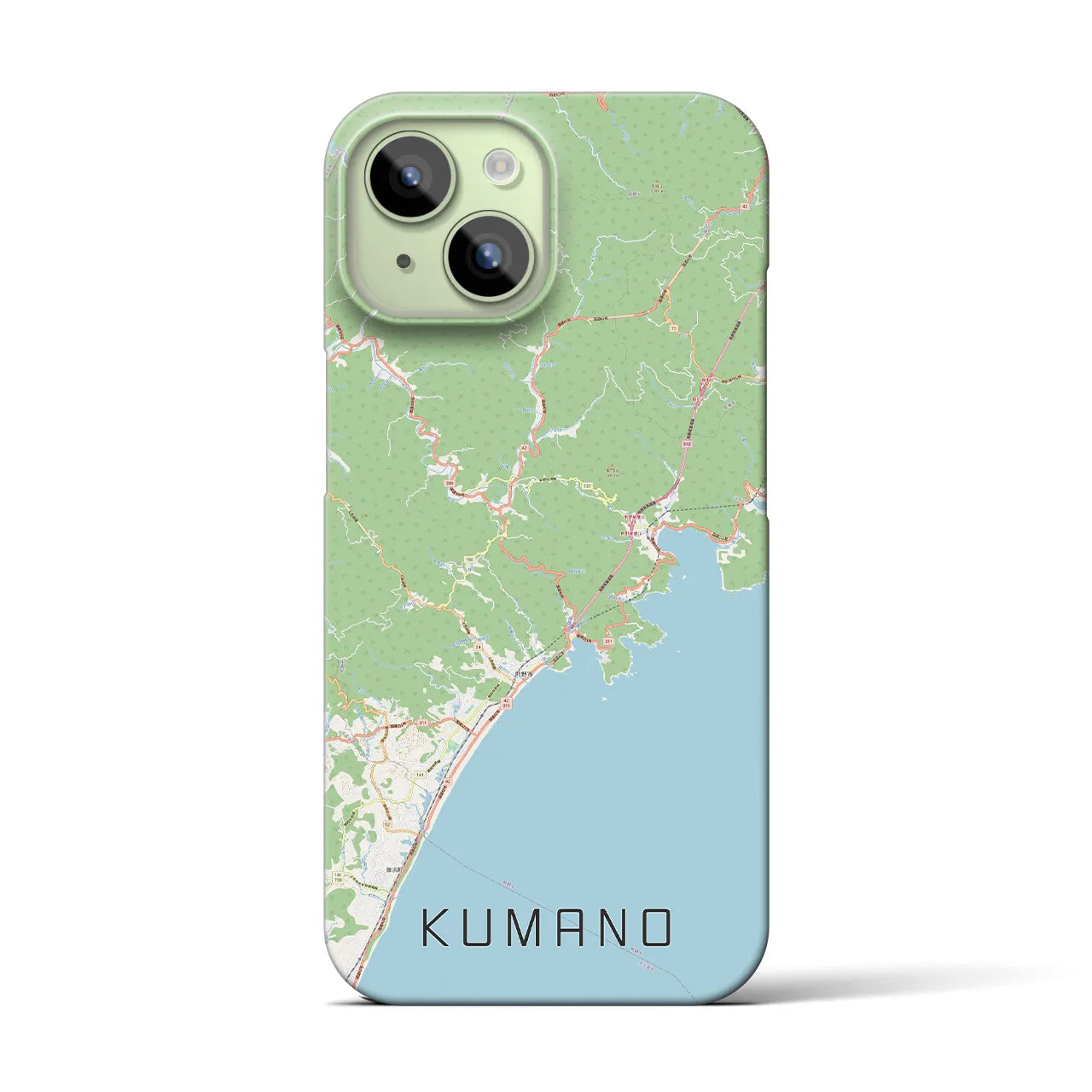 【熊野】地図柄iPhoneケース（バックカバータイプ・ナチュラル）iPhone 15 用