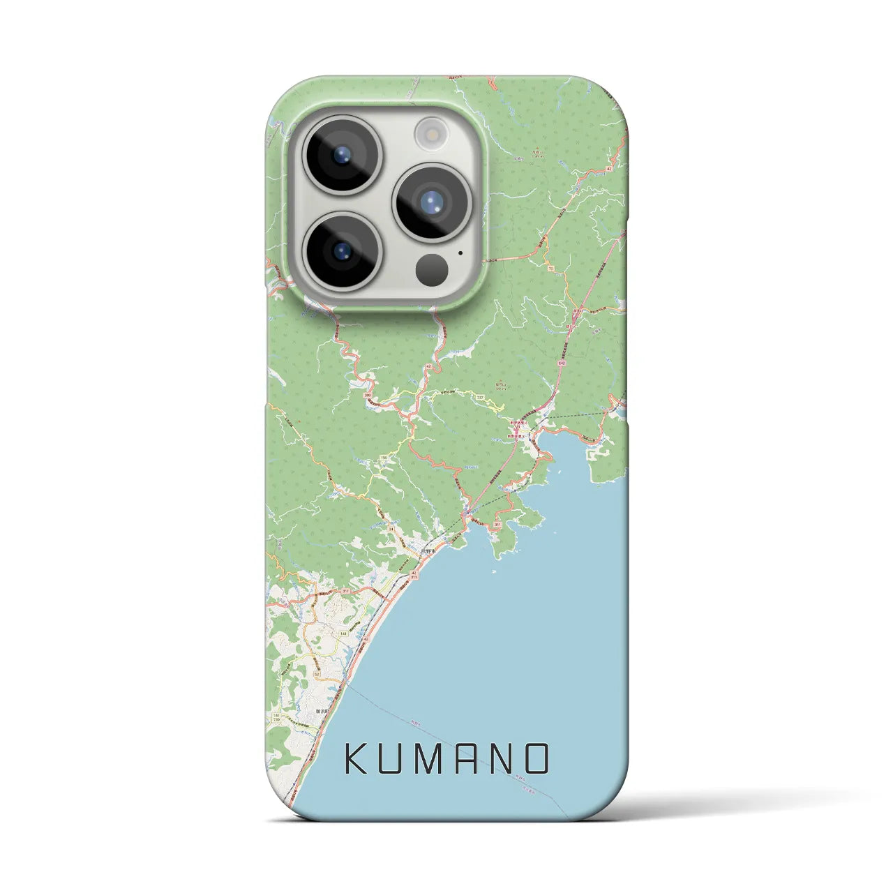 【熊野】地図柄iPhoneケース（バックカバータイプ・ナチュラル）iPhone 15 Pro 用
