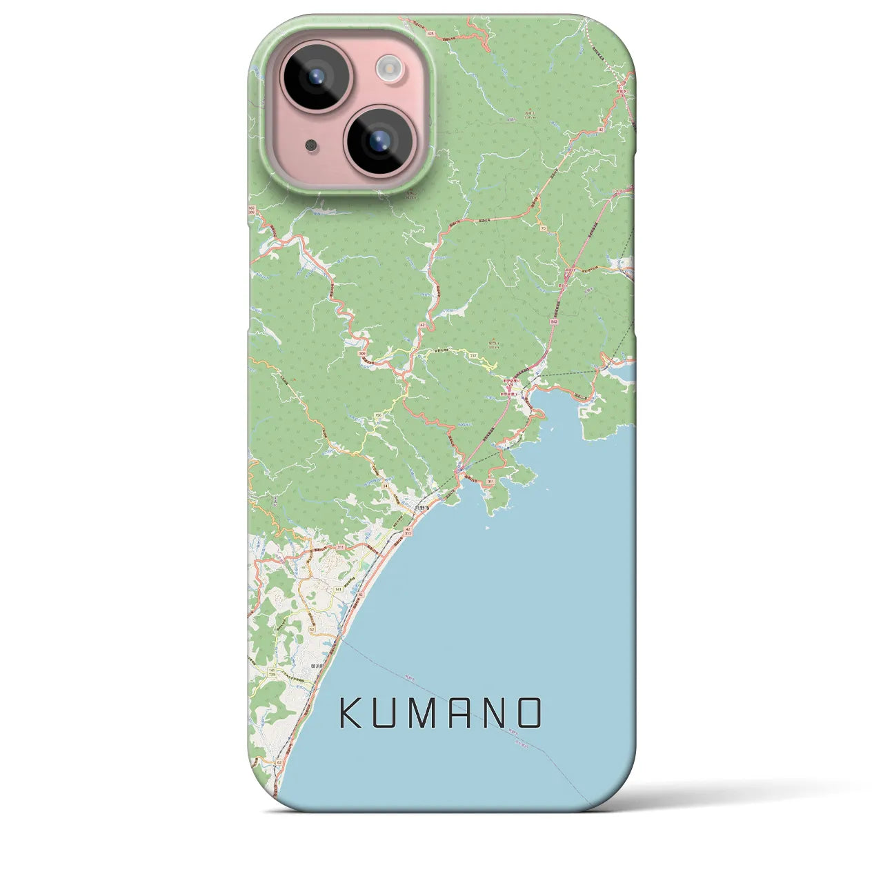 【熊野】地図柄iPhoneケース（バックカバータイプ・ナチュラル）iPhone 15 Plus 用