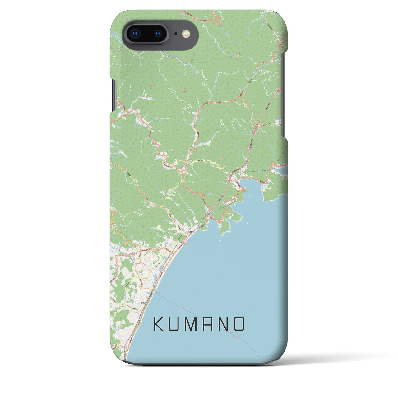 【熊野】地図柄iPhoneケース（バックカバータイプ・ナチュラル）iPhone 8Plus /7Plus / 6sPlus / 6Plus 用