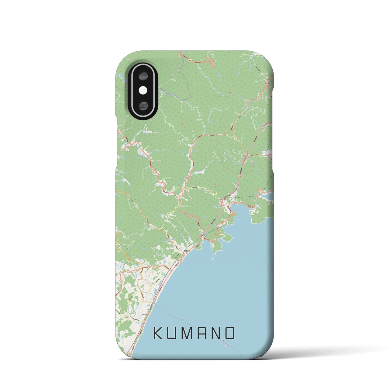 【熊野】地図柄iPhoneケース（バックカバータイプ・ナチュラル）iPhone XS / X 用