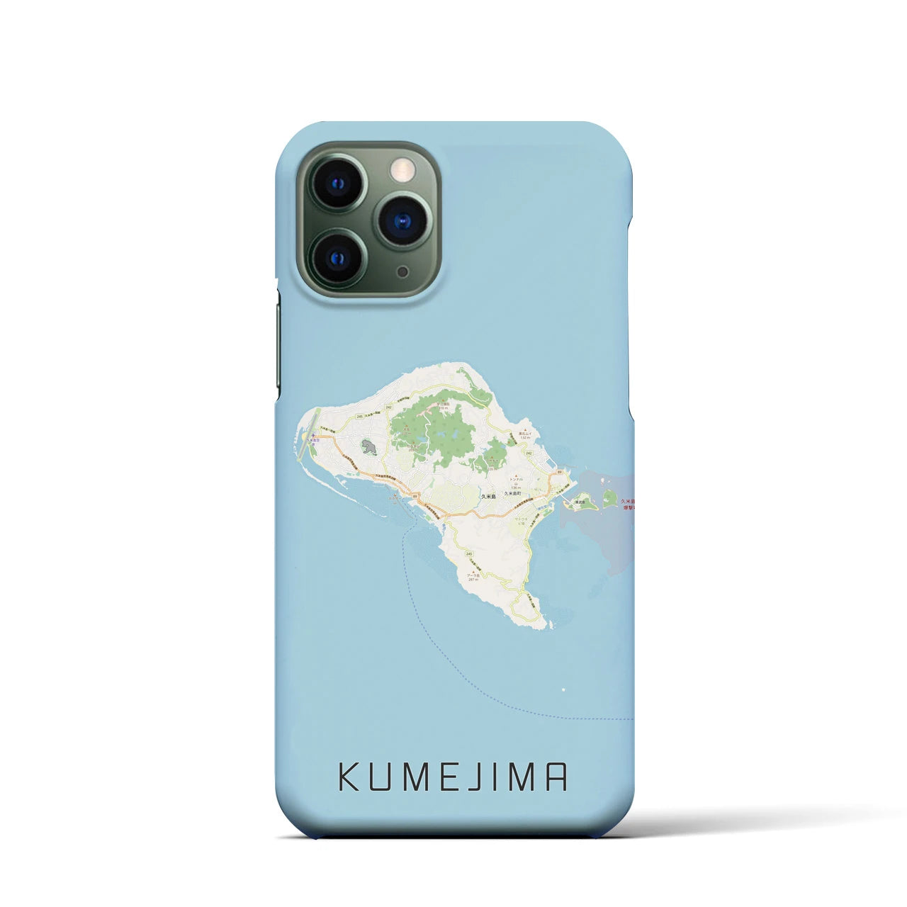 【久米島】地図柄iPhoneケース（バックカバータイプ・ナチュラル）iPhone 11 Pro 用