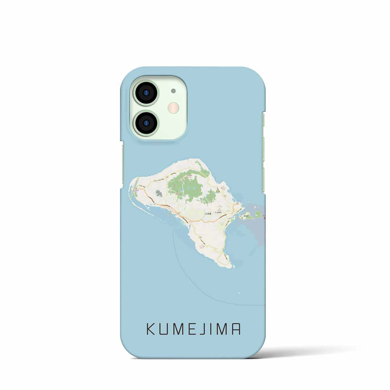 【久米島】地図柄iPhoneケース（バックカバータイプ・ナチュラル）iPhone 12 mini 用