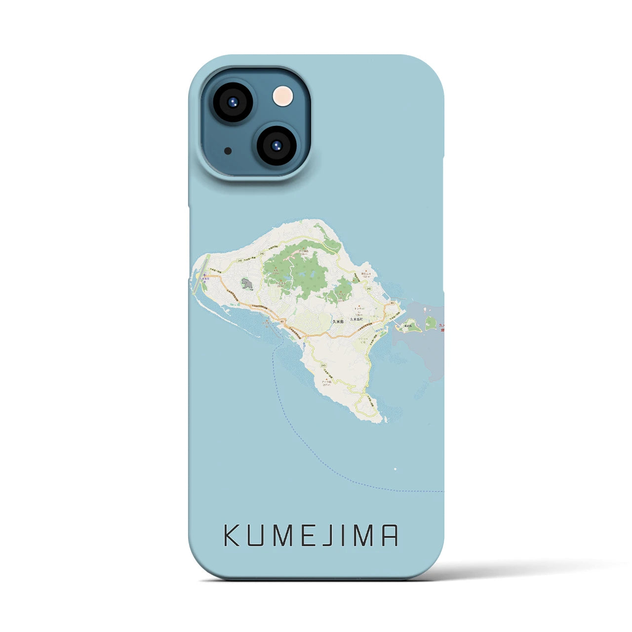【久米島】地図柄iPhoneケース（バックカバータイプ・ナチュラル）iPhone 13 用