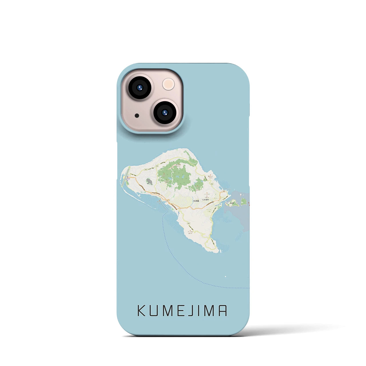 【久米島】地図柄iPhoneケース（バックカバータイプ・ナチュラル）iPhone 13 mini 用
