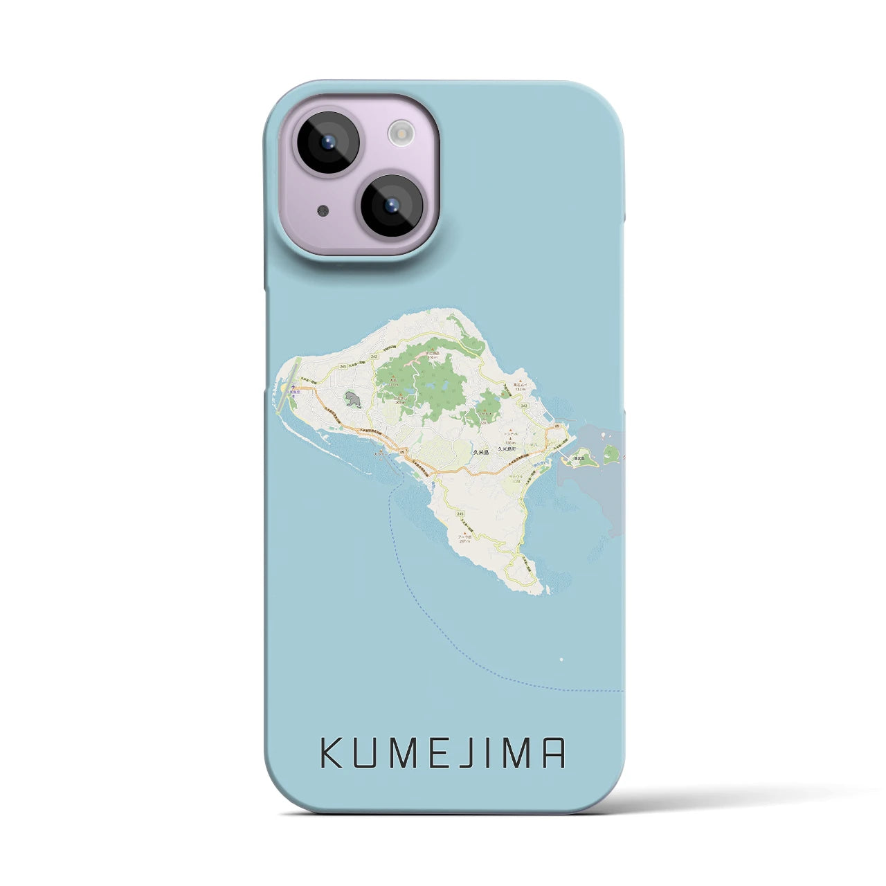 【久米島】地図柄iPhoneケース（バックカバータイプ・ナチュラル）iPhone 14 用