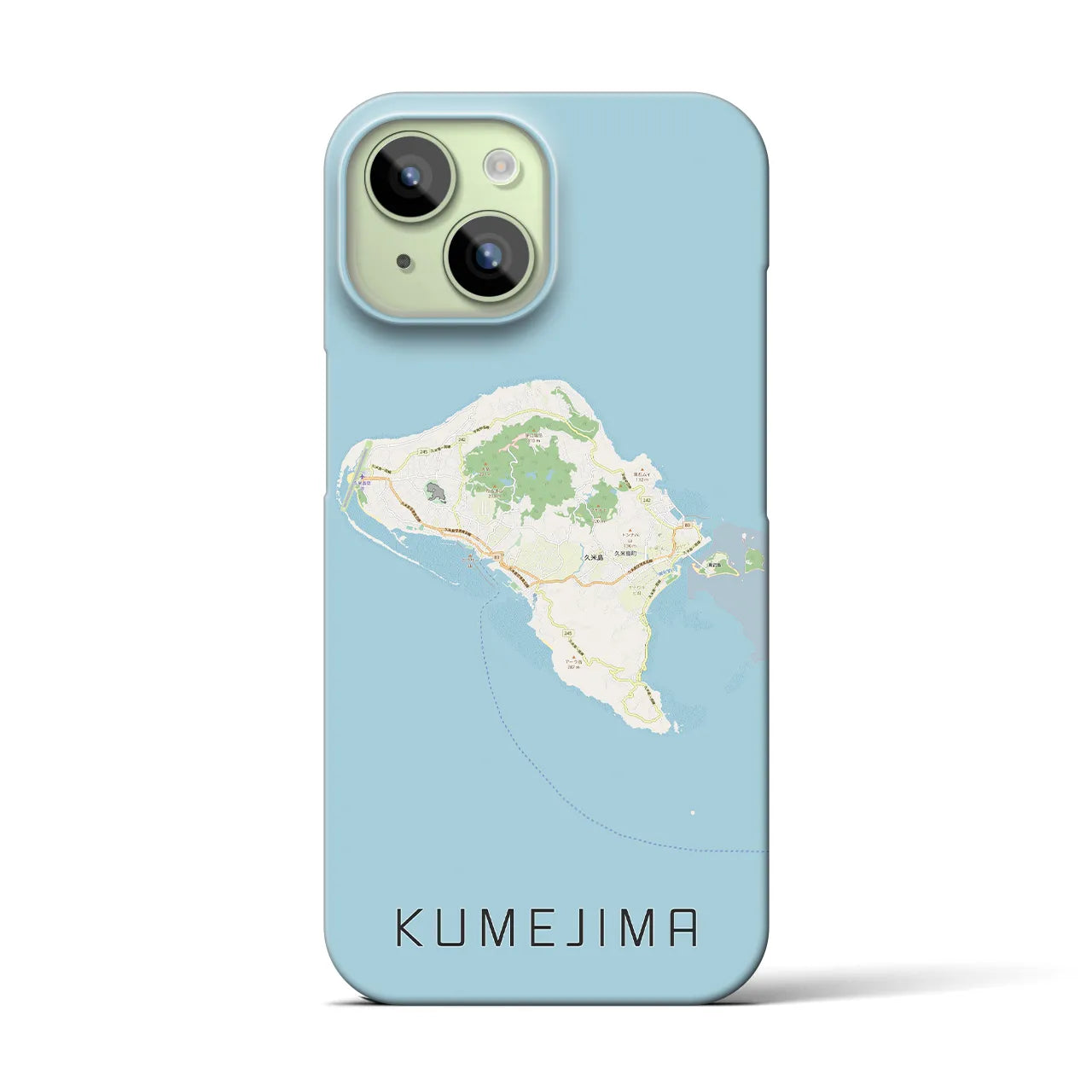 【久米島】地図柄iPhoneケース（バックカバータイプ・ナチュラル）iPhone 15 用