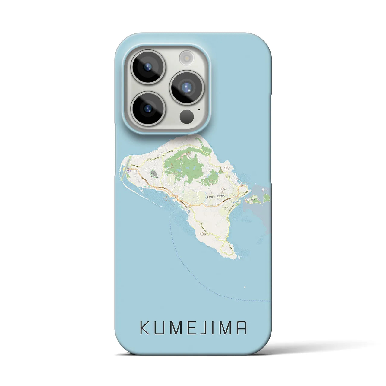 【久米島】地図柄iPhoneケース（バックカバータイプ・ナチュラル）iPhone 15 Pro 用