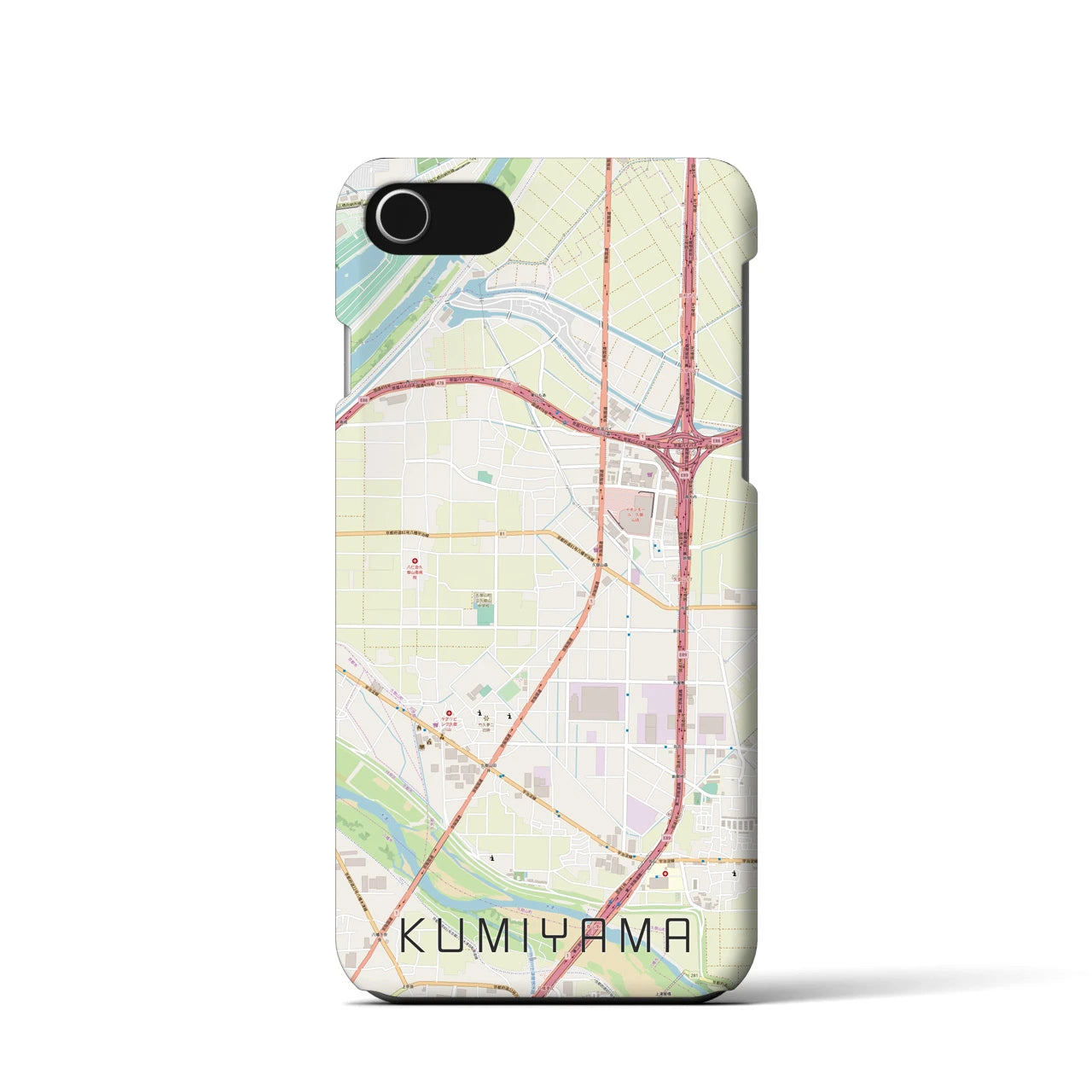【久御山】地図柄iPhoneケース（バックカバータイプ・ナチュラル）iPhone SE（第3 / 第2世代） / 8 / 7 / 6s / 6 用