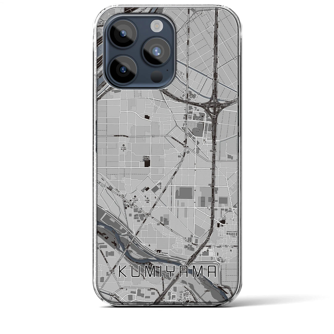 【久御山】地図柄iPhoneケース（クリアタイプ・モノトーン）iPhone 15 Pro Max 用