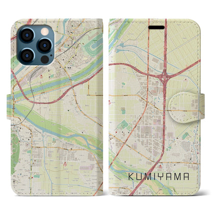 【久御山（京都府）】地図柄iPhoneケース（手帳タイプ）ナチュラル・iPhone 12 / 12 Pro 用