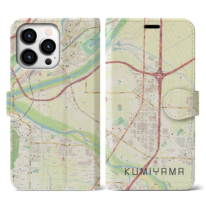 【久御山（京都府）】地図柄iPhoneケース（手帳タイプ）ナチュラル・iPhone 13 Pro 用