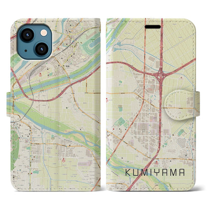 【久御山（京都府）】地図柄iPhoneケース（手帳タイプ）ナチュラル・iPhone 13 用