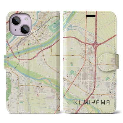 【久御山（京都府）】地図柄iPhoneケース（手帳タイプ）ナチュラル・iPhone 14 用