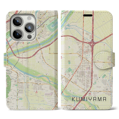 【久御山（京都府）】地図柄iPhoneケース（手帳タイプ）ナチュラル・iPhone 15 Pro 用