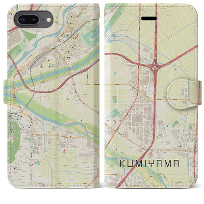 【久御山（京都府）】地図柄iPhoneケース（手帳タイプ）ナチュラル・iPhone 8Plus /7Plus / 6sPlus / 6Plus 用