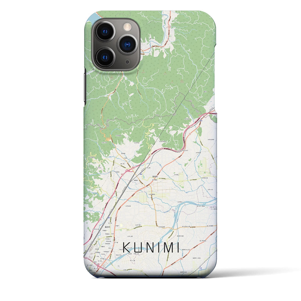 【国見（福島県）】地図柄iPhoneケース（バックカバータイプ・ナチュラル）iPhone 11 Pro Max 用