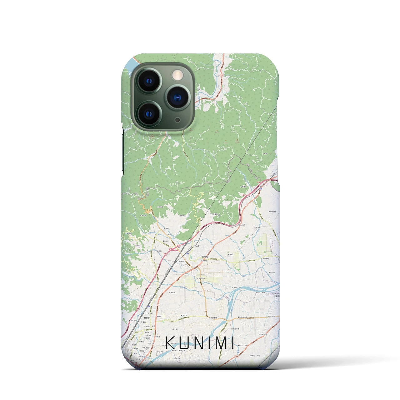 【国見（福島県）】地図柄iPhoneケース（バックカバータイプ・ナチュラル）iPhone 11 Pro 用