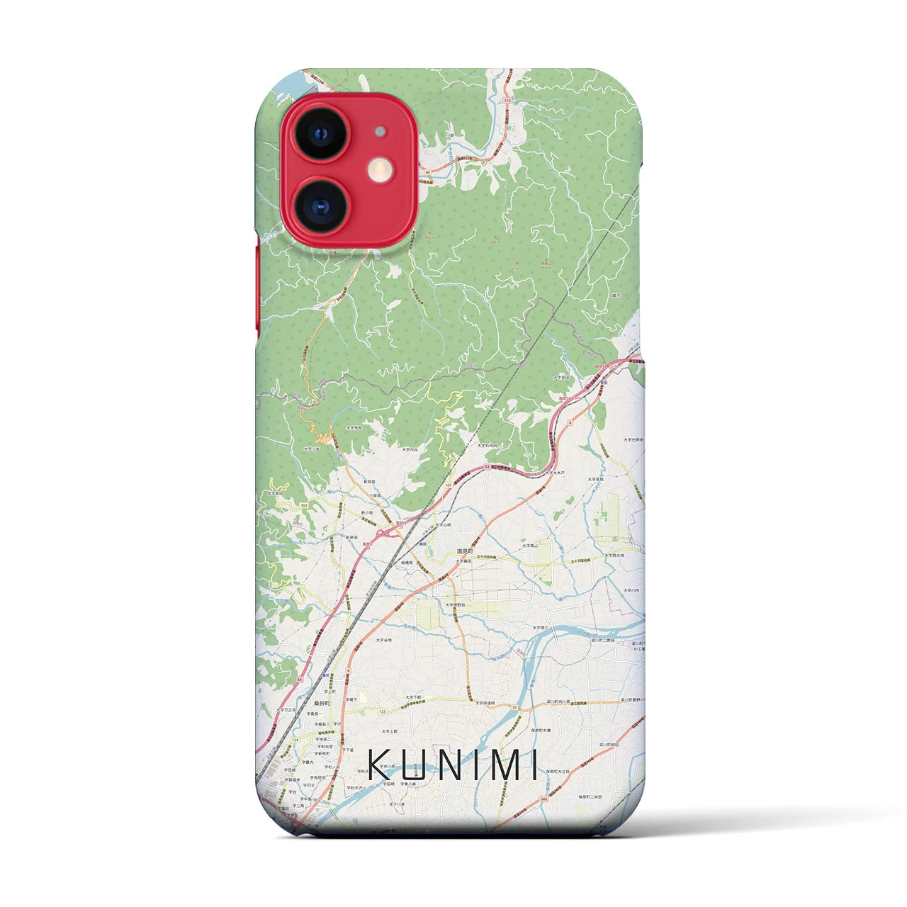 【国見（福島県）】地図柄iPhoneケース（バックカバータイプ・ナチュラル）iPhone 11 用